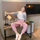 Loose Casual Suit Women's Summer Slimming Sportswear Lightweight Breathable Sweat-absorbent Two-piece Round Neck Short-sleeved T-shirt + Sports Pants