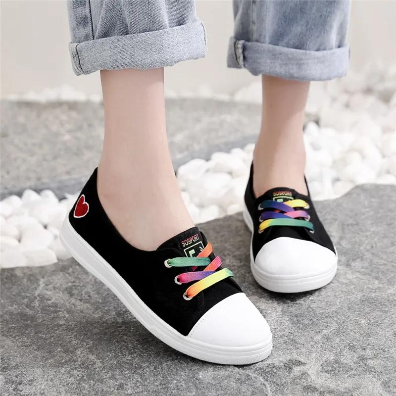 Spring and Summer Embroidered Breathable Canvas Shoes Women's Plus Size All-match Casual Flat Shoes