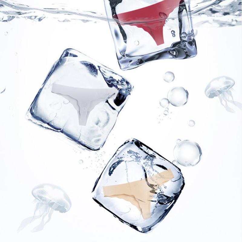 Ice Silk Seamless Thong Feminine Solid Color Low Waist Panties One Piece