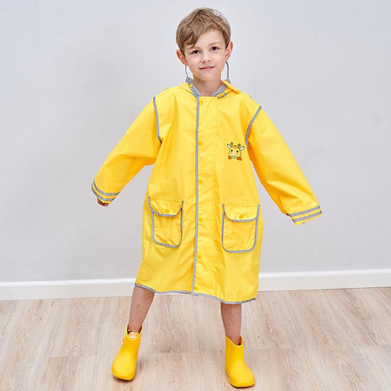 Kid Rain Coat Kawaii Cartoon Printed Raincoat Reflective Stripe Hooded Waterproof Clothes Boy Girl Windbreaker Windproof Rainweaer