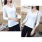 Solid Basic Long Sleeve Womens Tshirt Casual Black White Ladies  Top T Shirt Ladies Fashion Tee Shirt Pullover