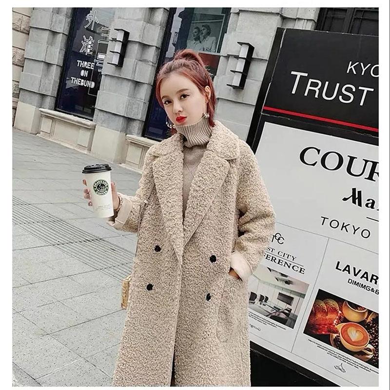 Mid-length Over-the-knee Lamb Velvet Jacket Korean Fashion Winter Thickening Warm Loose Large Size Coat Women
