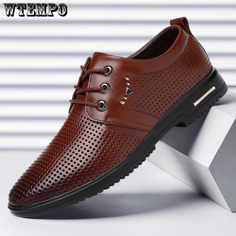 Summer Pointed Toe Mens Dress Shoes Breathable Black Wedding Shoes Formal Suit Office Shoes