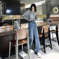 Spring  Autumn Plus Size Loose Woven Denim Wide-leg Trousers   Straight Thin High-waist Casual Mopping Pants Women