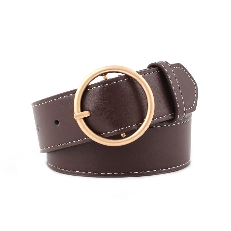 Concise Round buckle ladies wide belt fashion buckle pants belt