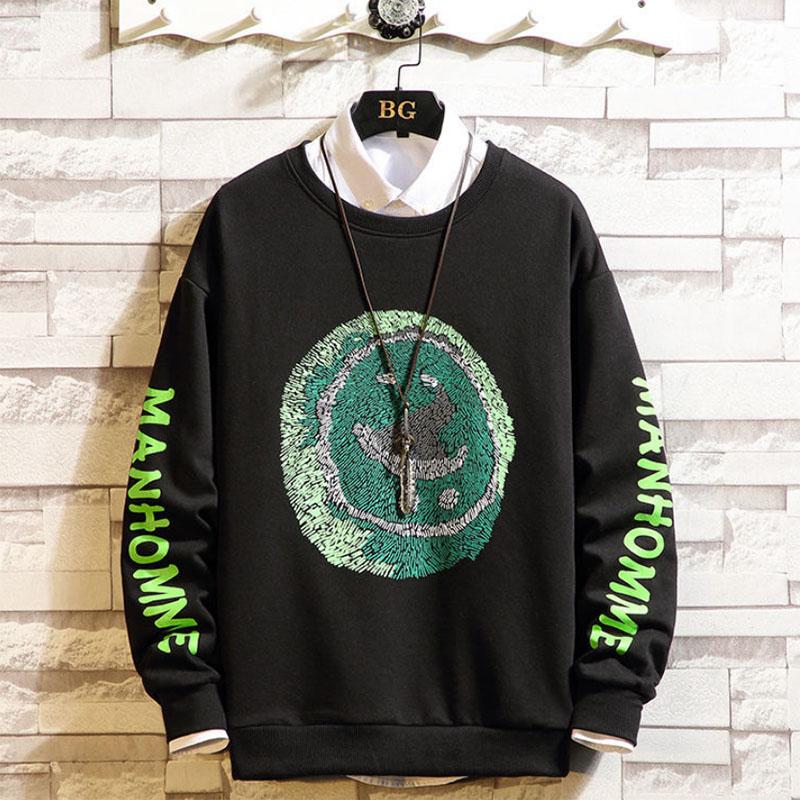Men's Sweater Spring Autumn Men's Plus Size Loose Drop Shoulder Round Neck Casual Sweater Student Jacket