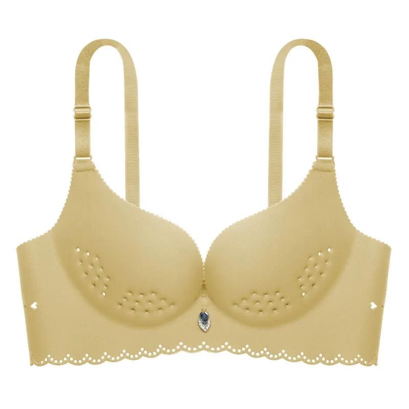 Lace-up Bra Summer Thin Section Seamless Breathable Bra Underwear Women's No Steel Ring Adjustable Push-up Bra