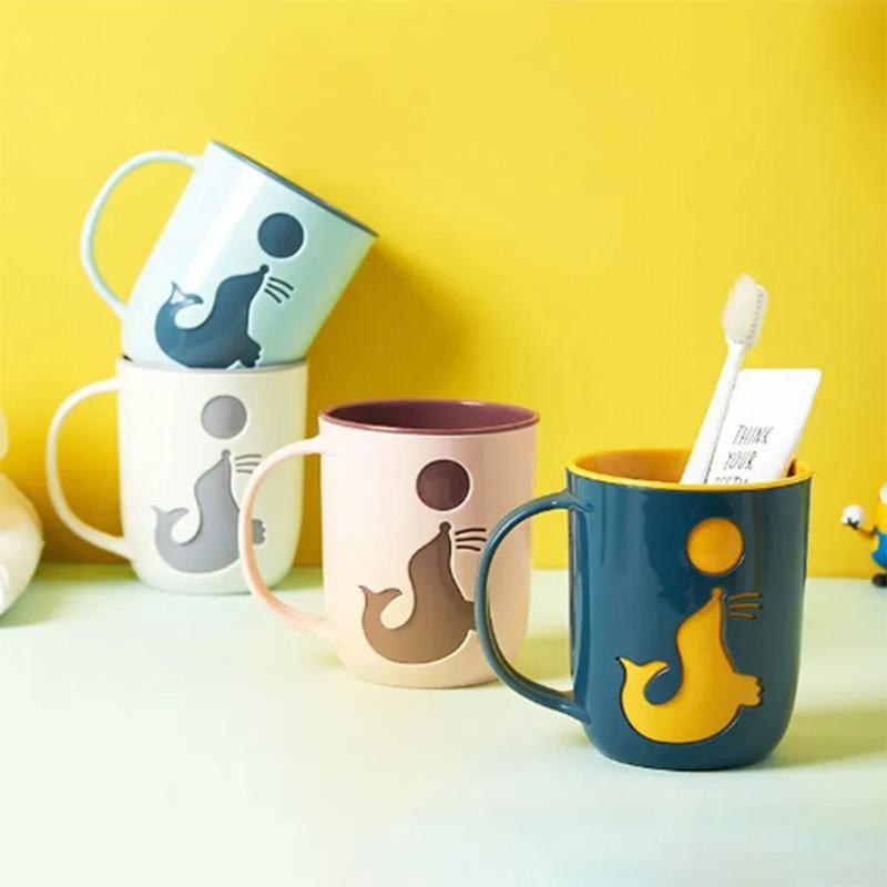 2 Sets of Couples Brushing Cups Unisex Cute Mouthwash Cup Tooth Cylinder Cup Household Simple Wash Cup Toothbrush Cup