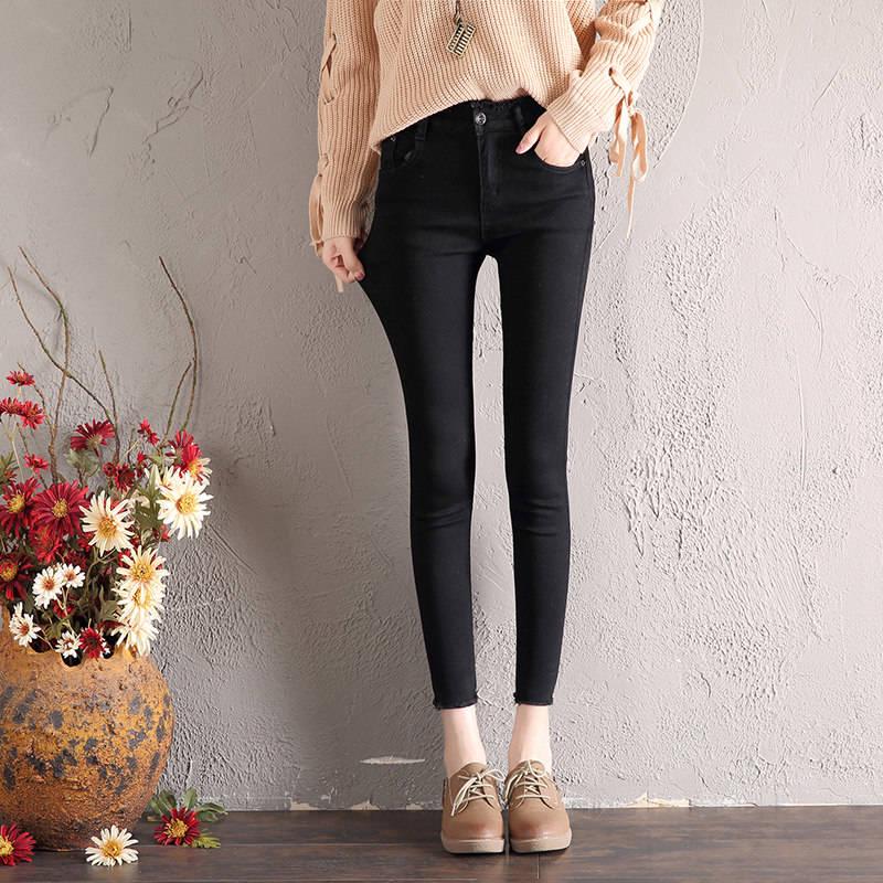 Plus Size Winter Jeans for Women Female High Waist Skinny Thick Casual Trousers Velvet Denim Pants