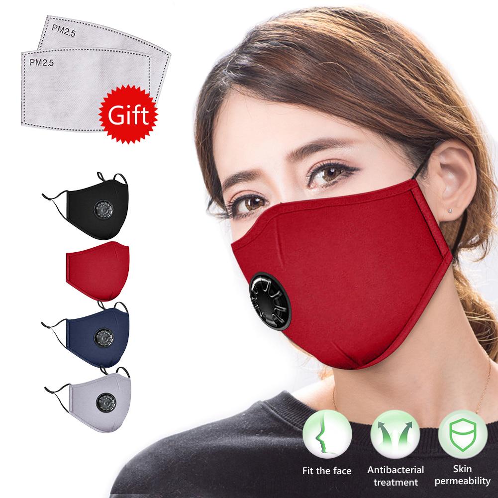Cotton Black White Valve Mouth Face Masks Anti PM2.5 Dust Maske Washable Reusable Mouth Cover Filter