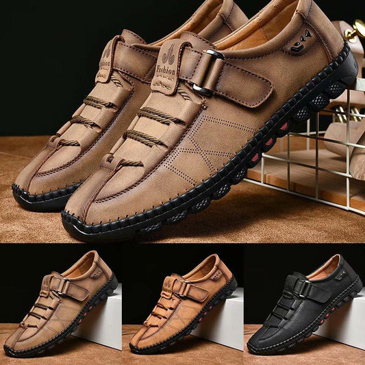 Comfortable Casual Leather Men Shoes Waterproof Split Leather Non-slip Men Shoes Flats Moccasins