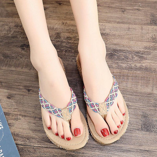 2020 Flip-flops Female Summer Wear Net Red Fashion Thick Bottom Non-slip Beach Shoes Wild Ladies Sandals and Slippers