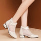 Women's Spring and Summer Thick with Hollow Breathable Mesh Toe Cap Sandals Women's Casual Shoes Work Shoes Sandals Boots Mid-heel Shoes Wedding Shoes