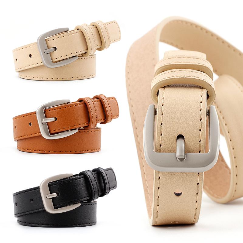 Waist Belt Teenager Boys Girls Students Buckle Waist Belt Leather Solid Color