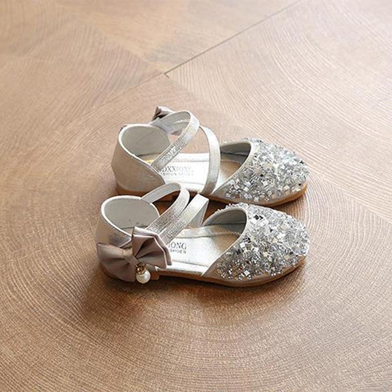 Children Sandals Girl Princess Shoes for Girls Glitter Bowtie  Sandals Dress Party Shoe Size 21-36