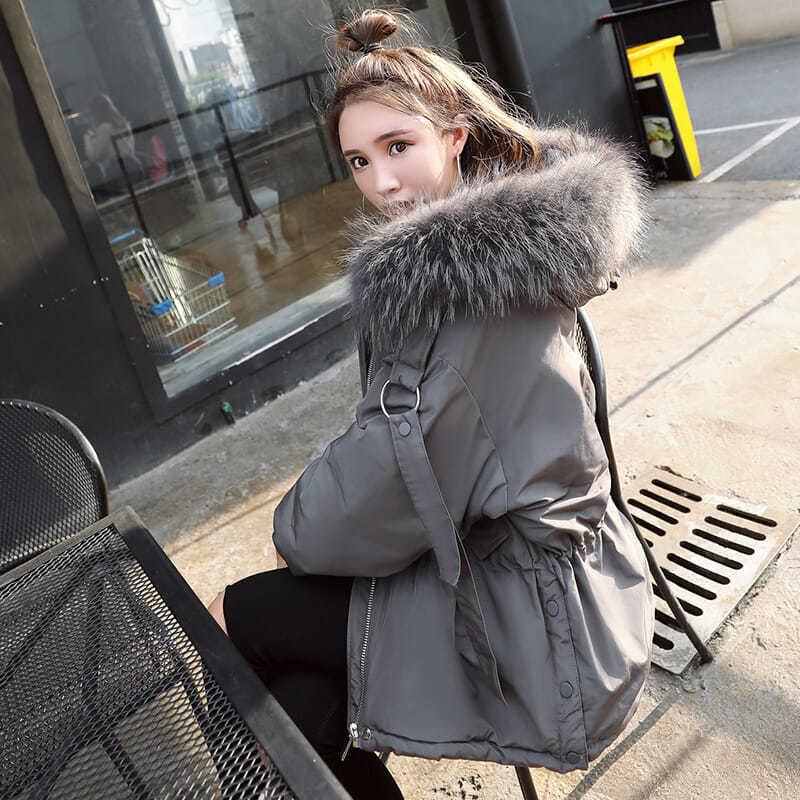 Fashion Trend Short Hooded Fur Collar Women's Down Jacket Autumn and Winter Plus Velvet Thickening Warm White Duck Down Jacket