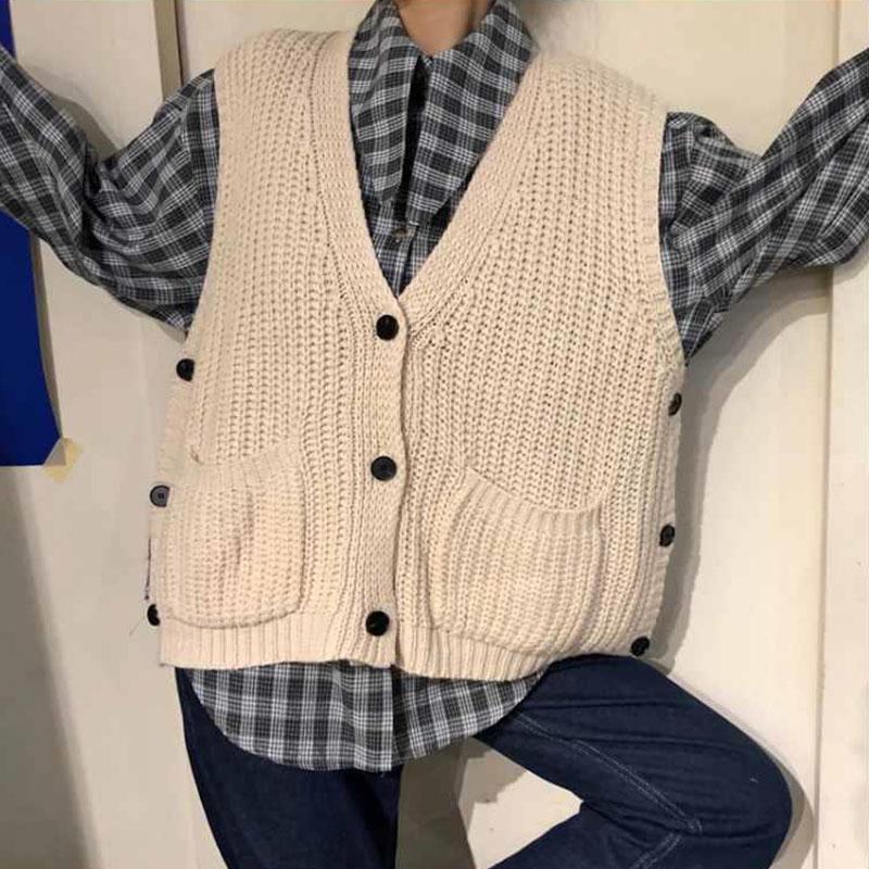 Spring and Autumn Loose Hollow Vest Large Size Sleeveless Solid Color Top Fashion Simple Women's Sweater