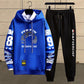 Spring Cat Print Sweater Suit Men Sports Suit Hooded Pullover Campus Student Sportswear Casual Loose Clothing