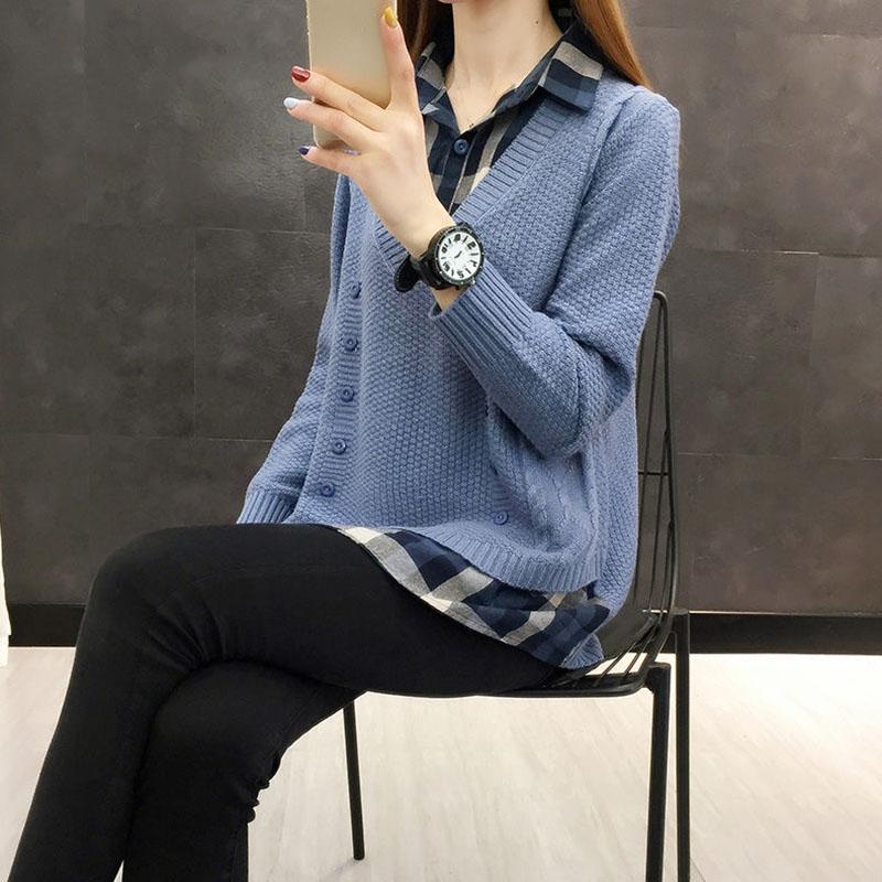 Spring and Autumn Loose Knit Sweater Casual Simple Bottoming Shirt Long Sleeve Women's Sweater