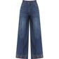 Embroidered Wide-leg Pants, Thin Nine-point Jeans, Women's Middle-aged and Elderly Niche Design Pants, Thin and Versatile Middle-aged Pants