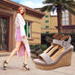 Wedge Heel Sandals Women's Summer Waterproof Platform Thick-soled Suede Small Size Fashion One-word Buckle Women's Shoes High Heels