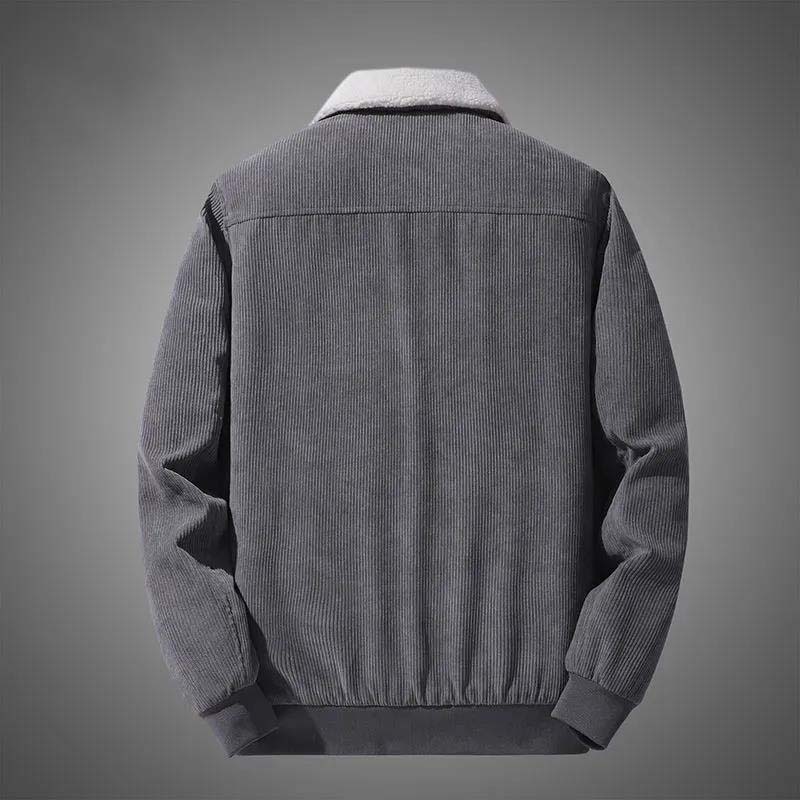 Winter Plus Velvet Padded Jacket Men's Loose Casual Tooling Multi-pocket Corduroy Jacket Men