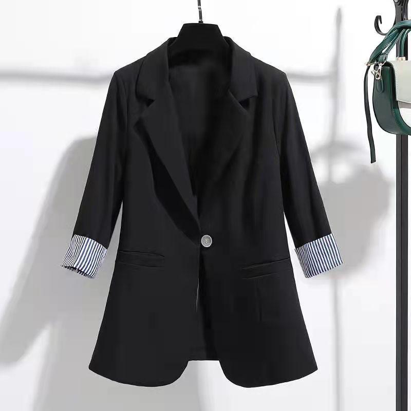 Women's Suit Jacket Slim Fit Drape Thin Three-quarter Sleeve Blazer Top Spring and Autumn White Korean Version Streetwear Design Suit