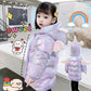 Girls Mid-length Bright Cotton-padded Jacket Winter Clothes Children's Hooded Cartoon Angel Plus Velvet Thick Warm Down Jacket