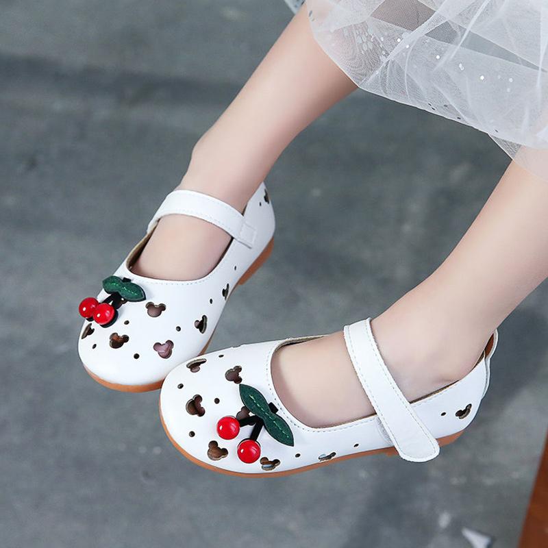 Spring Summer and Autumn Girls' Leather Shoes Princess Shoes Student Peas Shoes Children's Hollow Single Shoes