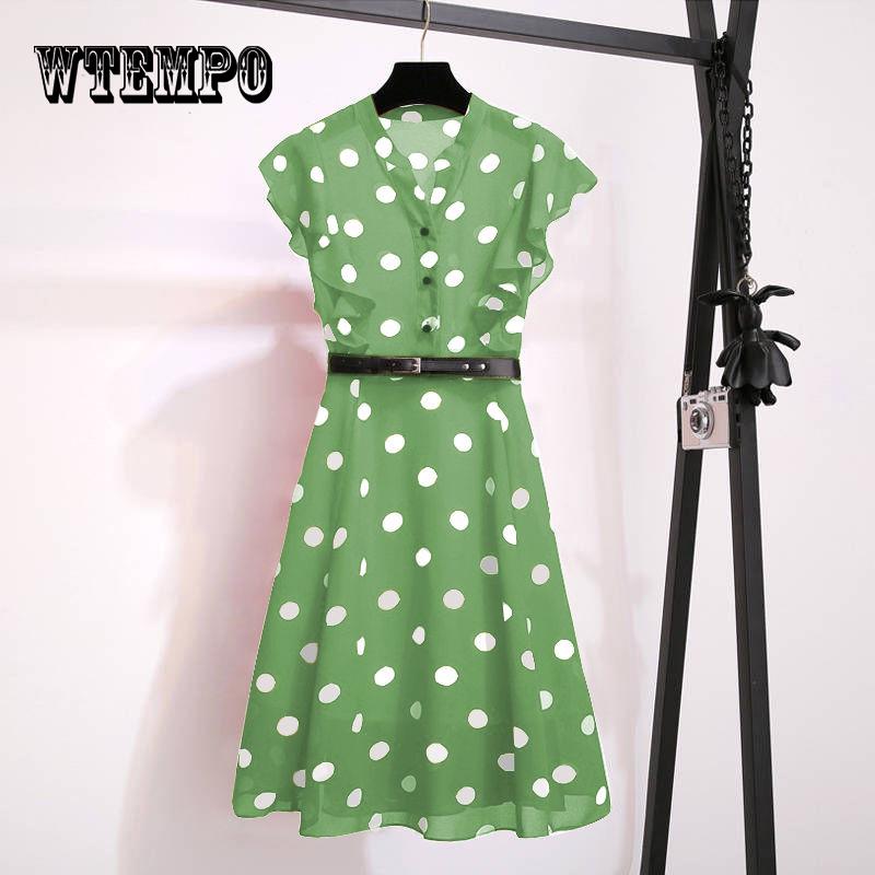 Red Polka Dot Dress Chiffon Summer Dresses Female 2019 New V-neck Waist Slimming A Word Sundress