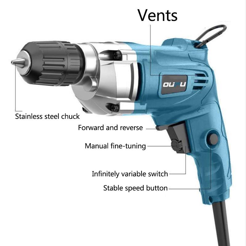 880W Household Electric Drill Plug-in Electric Screwdriver Drilling and Tightening Screws