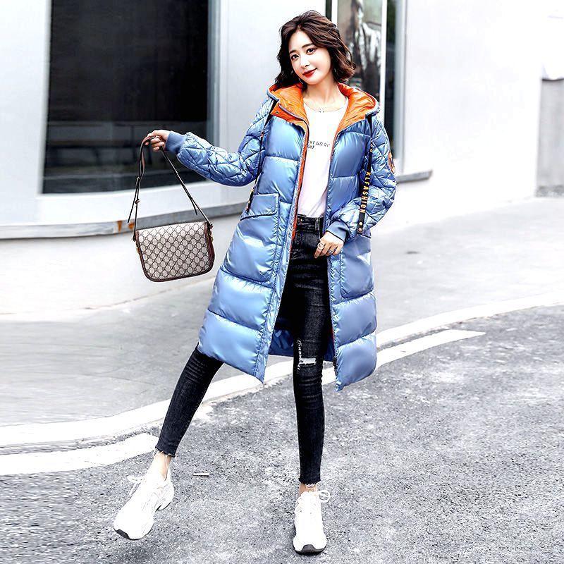 Trendy Autumn and Winter Plus Size  Women's Padded Jacket Mid-length Shiny Warm Cotton Jacket
