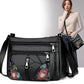 Women Multi-Layer Crossbody Bags Portable Large Capacity Classic Soft Surface Printing Black PU Leather