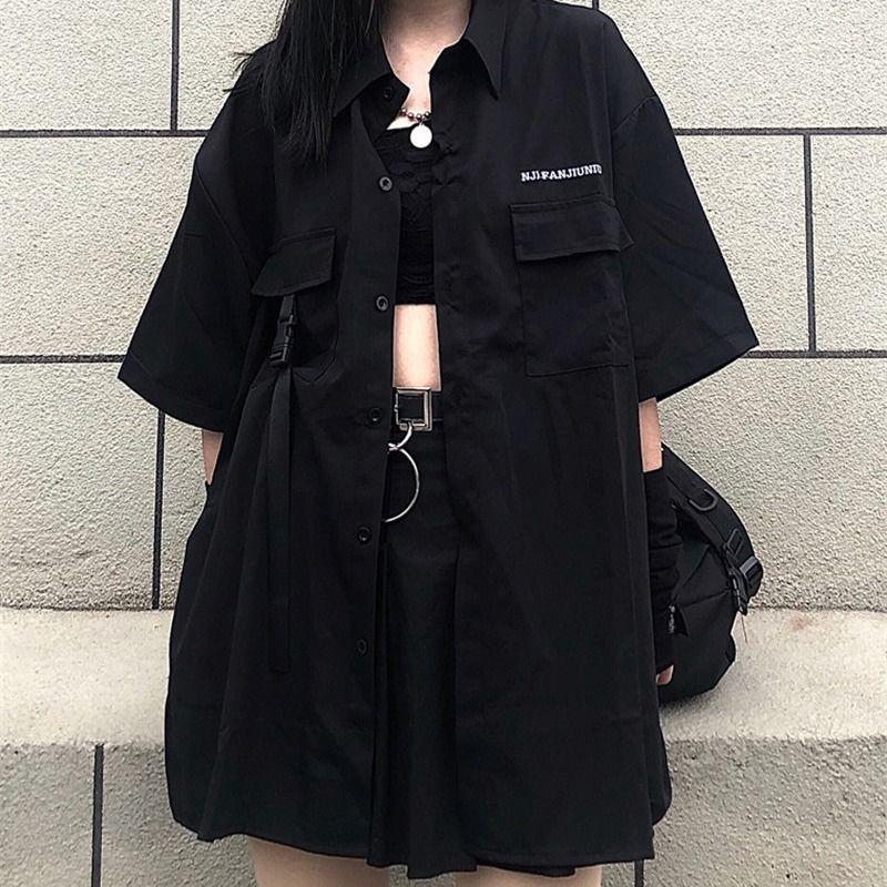 Hip-hop Style Women Sexy Black Cool Girls Shirt Skirt Spring and Summer Two-piece Skirt Suit