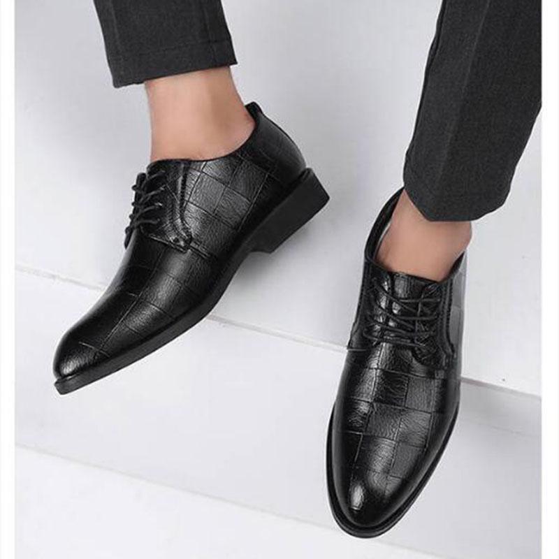 Pattern Wedding Men Dress Shoes Genuine Leather Business Men Formal Shoes