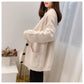 Women's Sweater Coat Loose V-neck Long-sleeved Cardigan Solid Color Sweater with Buttons