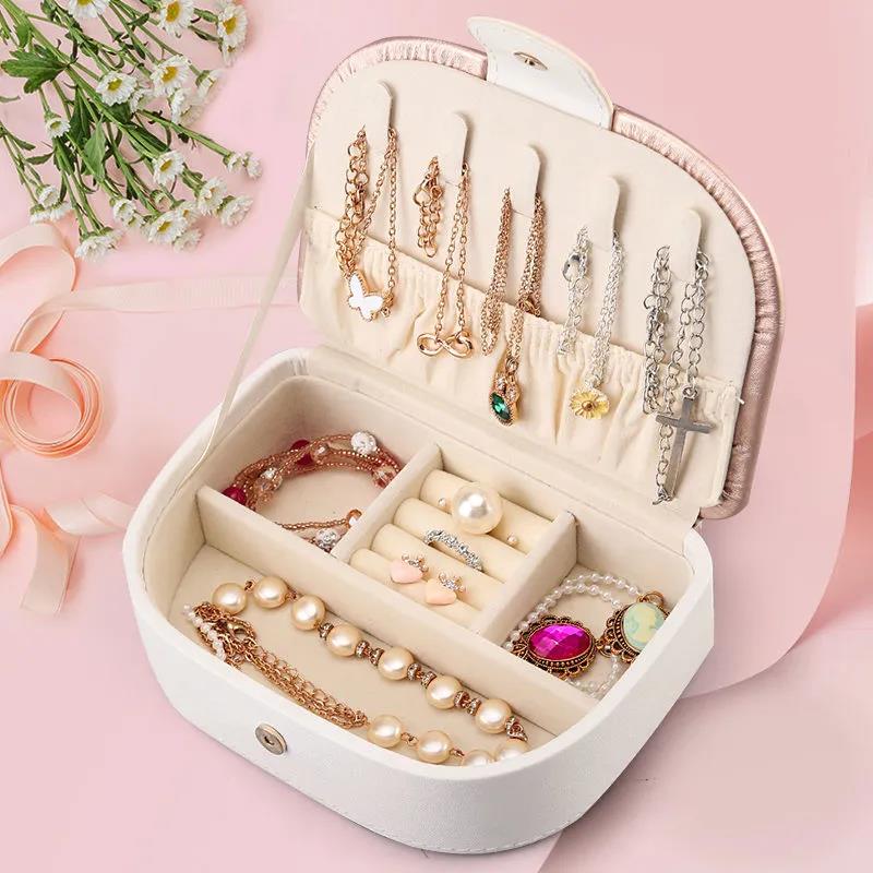 Jewelry Storage Box Small Necklace Ring Earrings Earrings Storage Artifact Portable Travel Simple Jewelry Jewelry Box