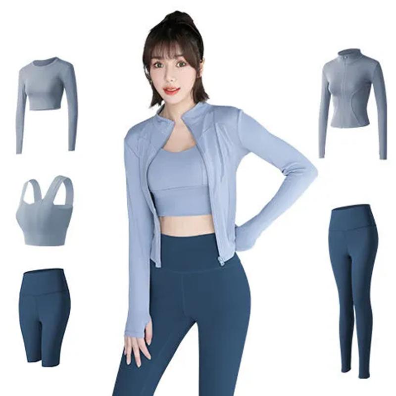 3PCS Women's Yoga Clothing Suit Sports Suit Four Seasons Running Sportswear Running Suit  Active Wear Elastic Stretch Outwear Gym Fitness Clothing