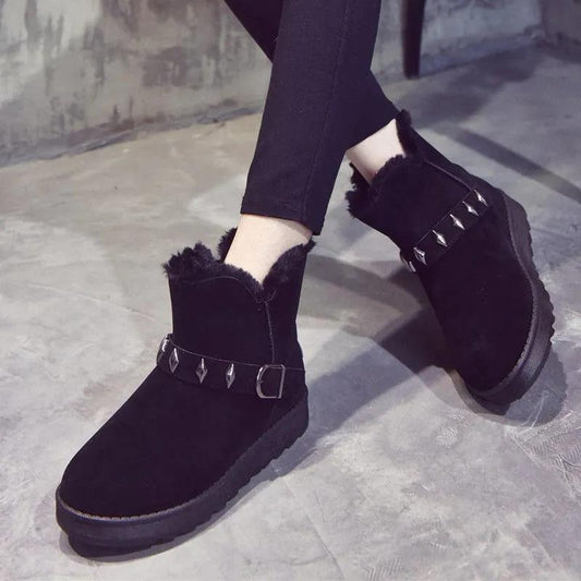 Children's Winter Korean Snow Boots Thick Cotton Shoes All-match Flat-bottomed Plus Fleece Ankle Boots