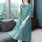 Women's Summer Dress Round Neck Skirt Women's Plus Size Mother Print Mid Length A-Line Skirt