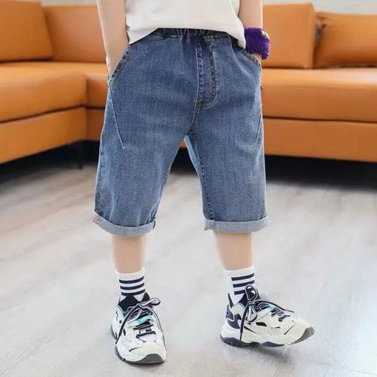 Boys Denim Summer Thin Section Big Boys Casual Pants Children's Cropped Trousers Shorts