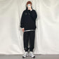 Extra Large Size Solid Color Pullover Casual Sports Suit Women's Spring and Autumn Thin Section Meat-covering Sweater and Leggings Two-piece Set