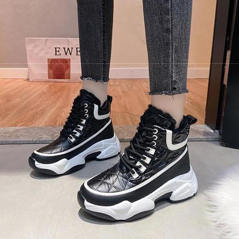 Soft Leather Leisure Pine Cake Snow Boots Winter Plus Velvet Warm Cotton Shoes Sports Shoes Casual Shoes Waterproof
