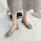 Breathable Casual Shoes Fairy Single Shoes Spring and Autumn Pumps Mid-heel Thick Heel Summer Beanie Shoes Leather Shoes Mother Shoes