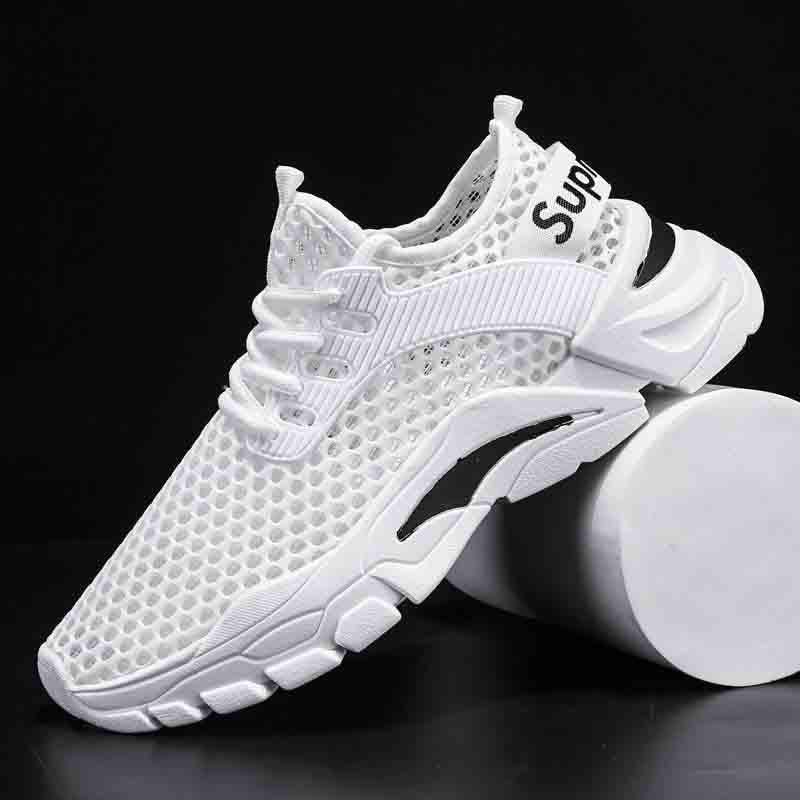 Plus Size 39-44 Fashion Summer Men Mesh Sneakers Low-top Running Basketball Shoes Outdoor Non-slip Sports Shoes Shockproof Shoes