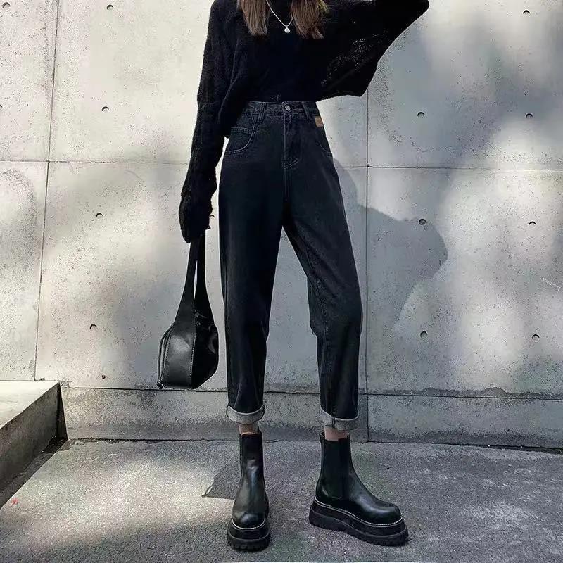 High Waist Loose Radish Jeans Female Harlan Straight Super Thin Old Pants