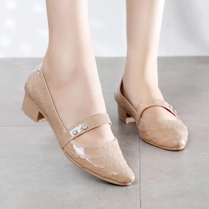 Shallow Mouth Women's Shoes Low-top Wedge Waterproof Non-slip Single Shoes Four Seasons Rubber Shoes