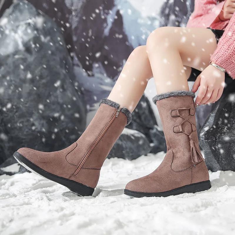Winter Boots Children's Mid-length Boots Plus Velvet Padded Warm Mid-tube Cotton Boots Thick-soled Anti-skiing Boots