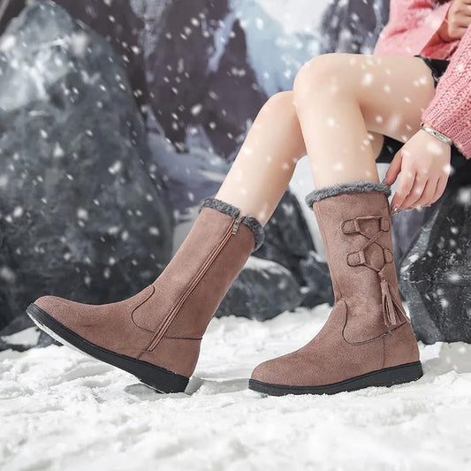 Winter Boots Children's Mid-length Boots Plus Velvet Padded Warm Mid-tube Cotton Boots Thick-soled Anti-skiing Boots