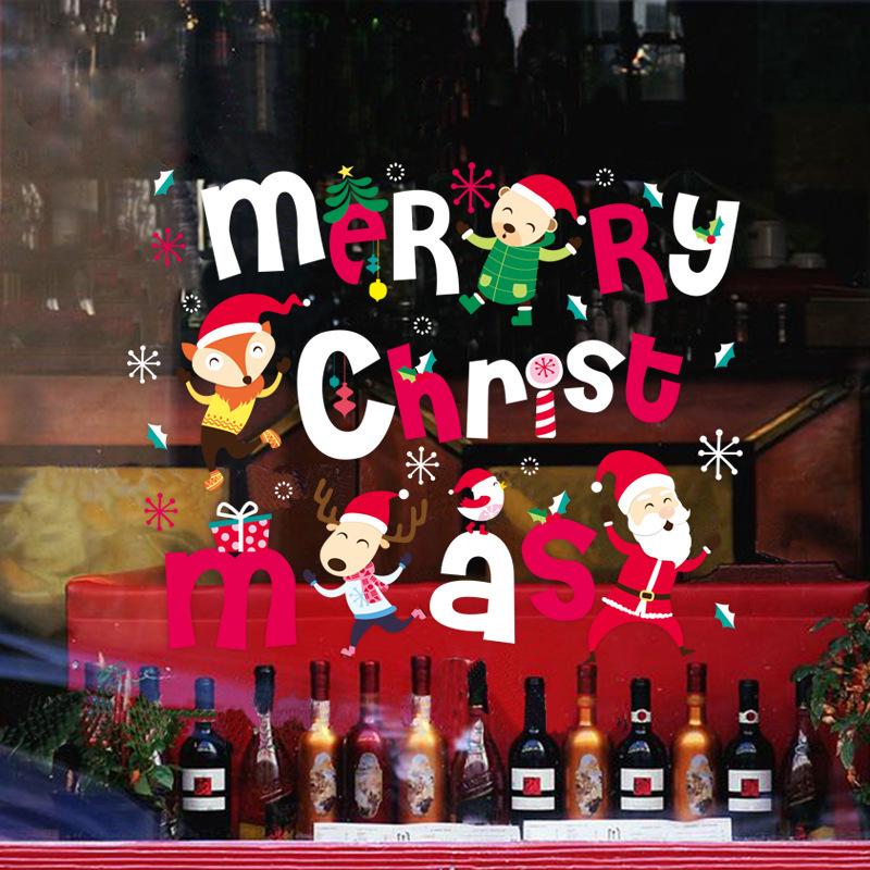 Christmas Santa Claus window glass shop decoration wall stickers